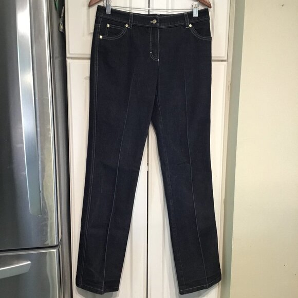 Escada Blue/Black Midrise Straight Leg Jeans - Picture 1 of 5